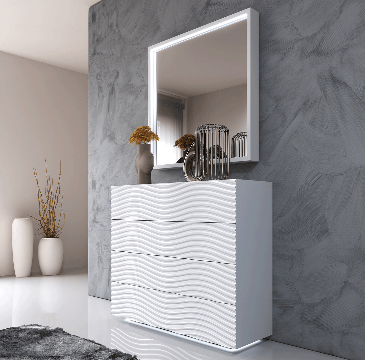 Wave White Nightstand Left from ESF Furniture - Luna Furniture