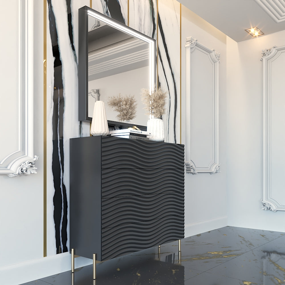 Wave Mirror for DD Dark Grey from ESF Furniture - Luna Furniture