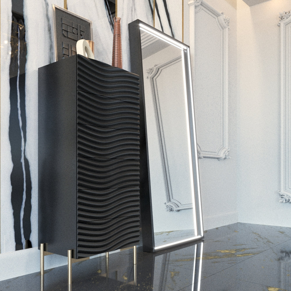 Wave Mirror for DD Dark Grey from ESF Furniture - Luna Furniture