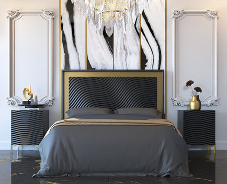 Wave Queen size Bed w/ Light + Slats Frame Set from ESF Furniture - Luna Furniture