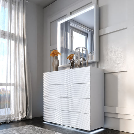 Wave Mirror for Double dresser White from ESF Furniture - Luna Furniture
