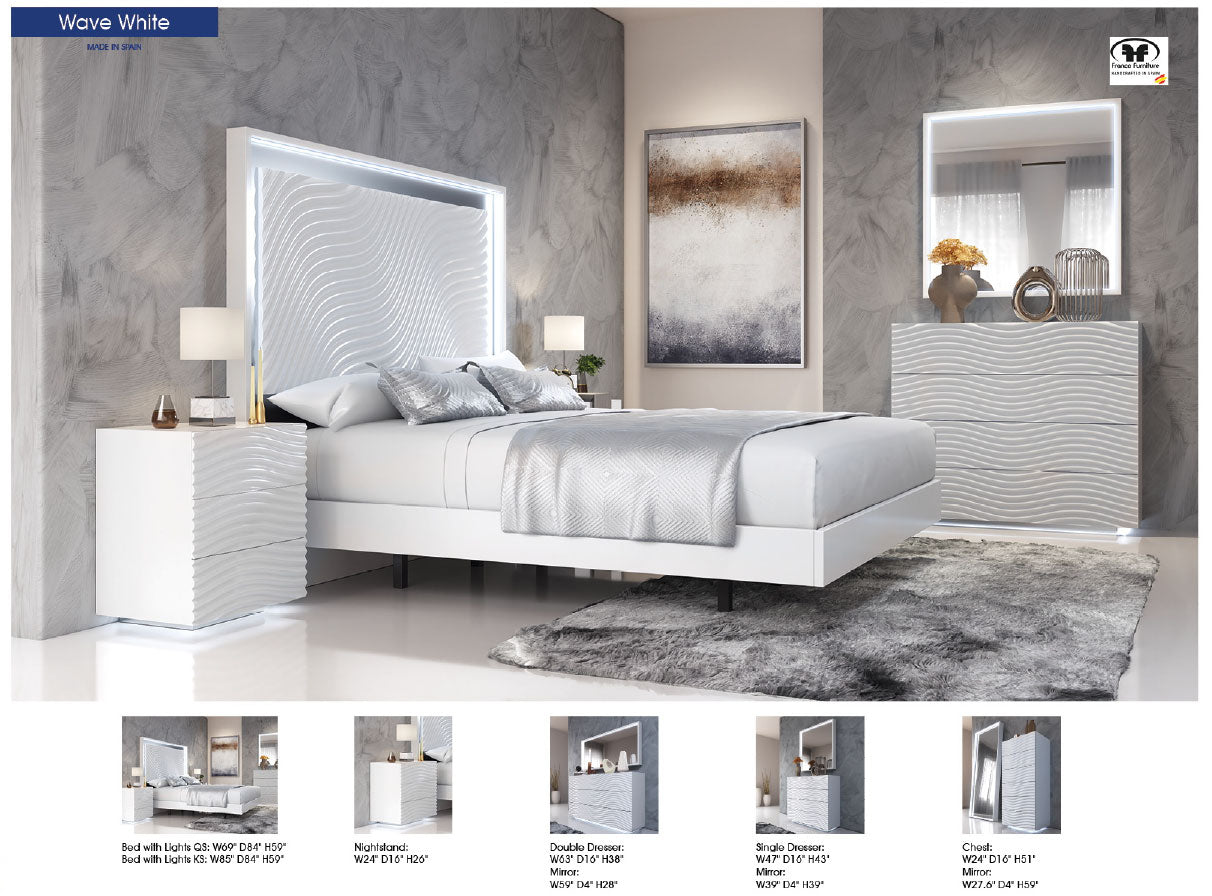 Wave Mirror for Double dresser White from ESF Furniture - Luna Furniture
