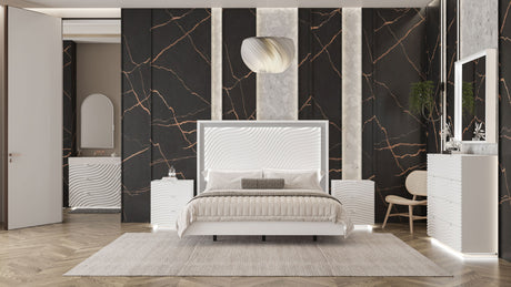 Wave Queen size Bed w/ Light + Slats Frame Set from ESF Furniture - Luna Furniture