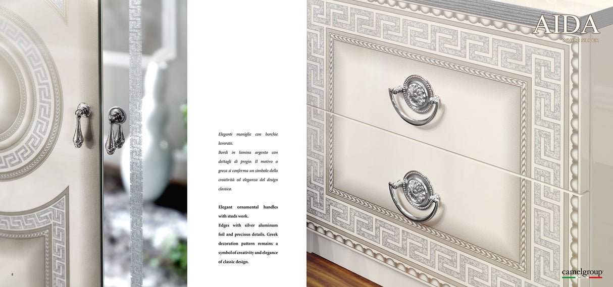 Aida White w/Silver Nightstand from ESF Furniture - Luna Furniture