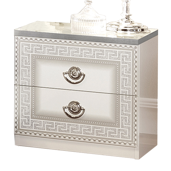 Aida White w/Silver Nightstand from ESF Furniture - Luna Furniture