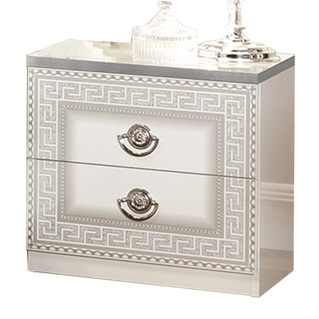 Aida White w/Silver Nightstand from ESF Furniture - Luna Furniture