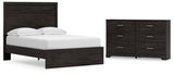 Belachime Full Panel Bed with Dresser in Charcoal from Ashley - Luna Furniture