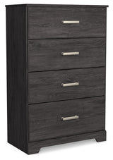 Belachime Full Panel Bed with Mirrored Dresser, Chest and 2 Nightstands in Charcoal from Ashley - Luna Furniture