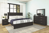 Belachime Full Panel Bed with Mirrored Dresser and 2 Nightstands in Charcoal from Ashley - Luna Furniture