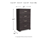 Belachime Full Panel Bed with Mirrored Dresser and Chest in Charcoal from Ashley - Luna Furniture