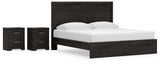 Belachime King Panel Bed with 2 Nightstands in Charcoal from Ashley - Luna Furniture