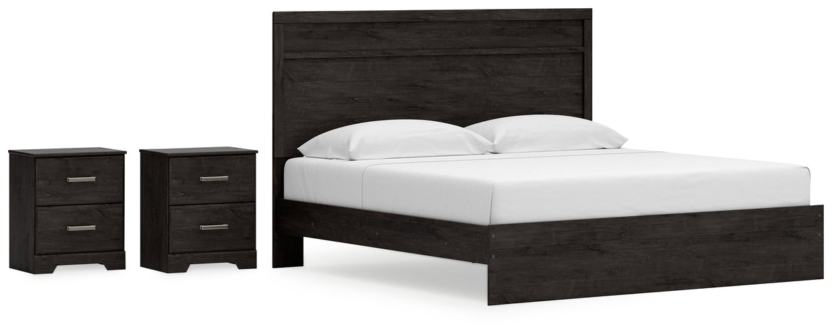 Belachime King Panel Bed with Dresser and 2 Nightstands in Charcoal from Ashley - Luna Furniture