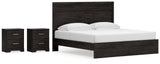 Belachime King Panel Bed with Dresser and 2 Nightstands in Charcoal from Ashley - Luna Furniture