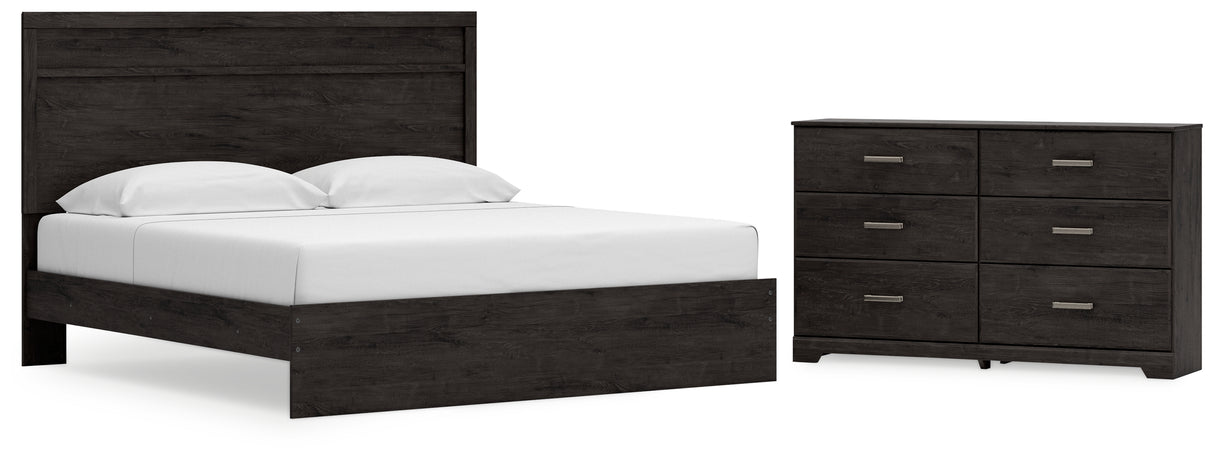 Belachime King Panel Bed with Dresser in Charcoal from Ashley - Luna Furniture