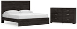 Belachime King Panel Bed with Dresser in Charcoal from Ashley - Luna Furniture