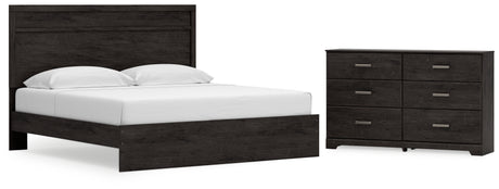 Belachime King Panel Bed with Dresser in Charcoal from Ashley - Luna Furniture