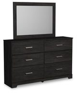 Belachime King Panel Bed with Mirrored Dresser, Chest and 2 Nightstands in Charcoal from Ashley - Luna Furniture