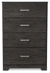 Belachime King Panel Bed with Mirrored Dresser, Chest and 2 Nightstands in Charcoal from Ashley - Luna Furniture