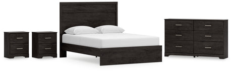 Belachime Queen Panel Bed with Dresser and 2 Nightstands in Charcoal from Ashley - Luna Furniture