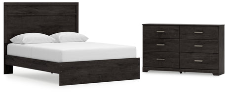 Belachime Queen Panel Bed with Dresser in Charcoal from Ashley - Luna Furniture
