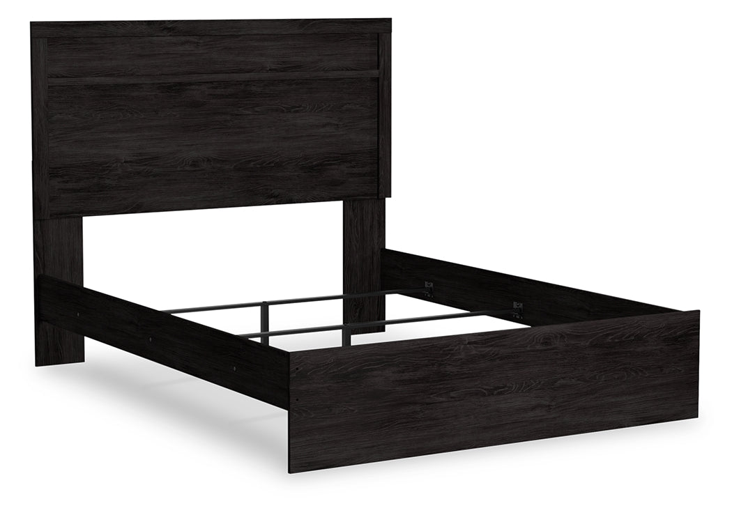 Belachime Queen Panel Bed with Mirrored Dresser and 2 Nightstands in Charcoal from Ashley - Luna Furniture