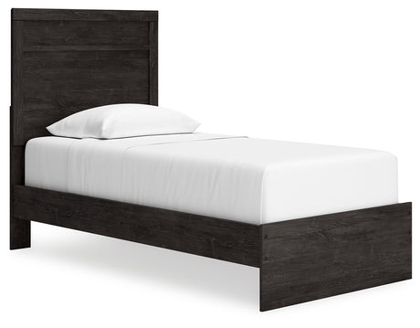 Belachime Twin Panel Bed with Mirrored Dresser, Chest and 2 Nightstands in Charcoal from Ashley - Luna Furniture