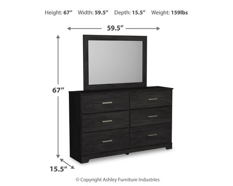 Belachime Twin Panel Bed with Mirrored Dresser, Chest and 2 Nightstands in Charcoal from Ashley - Luna Furniture