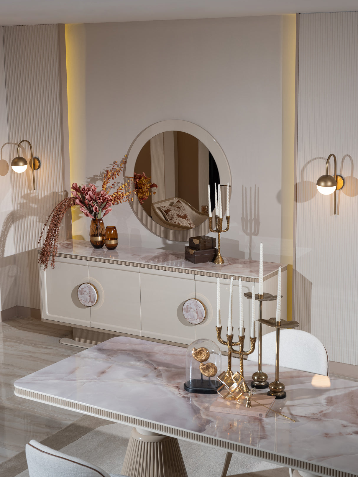 Belegrande Cream and Ecru Dining Set from Luna Luxury - Luna Furniture