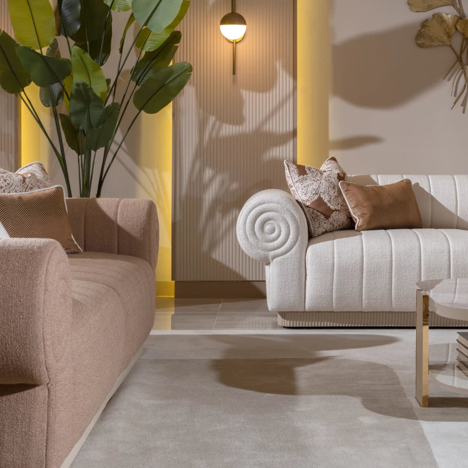 Belegrande Warm Brown and Cream Living Room Set from Luna Luxury - Luna Furniture