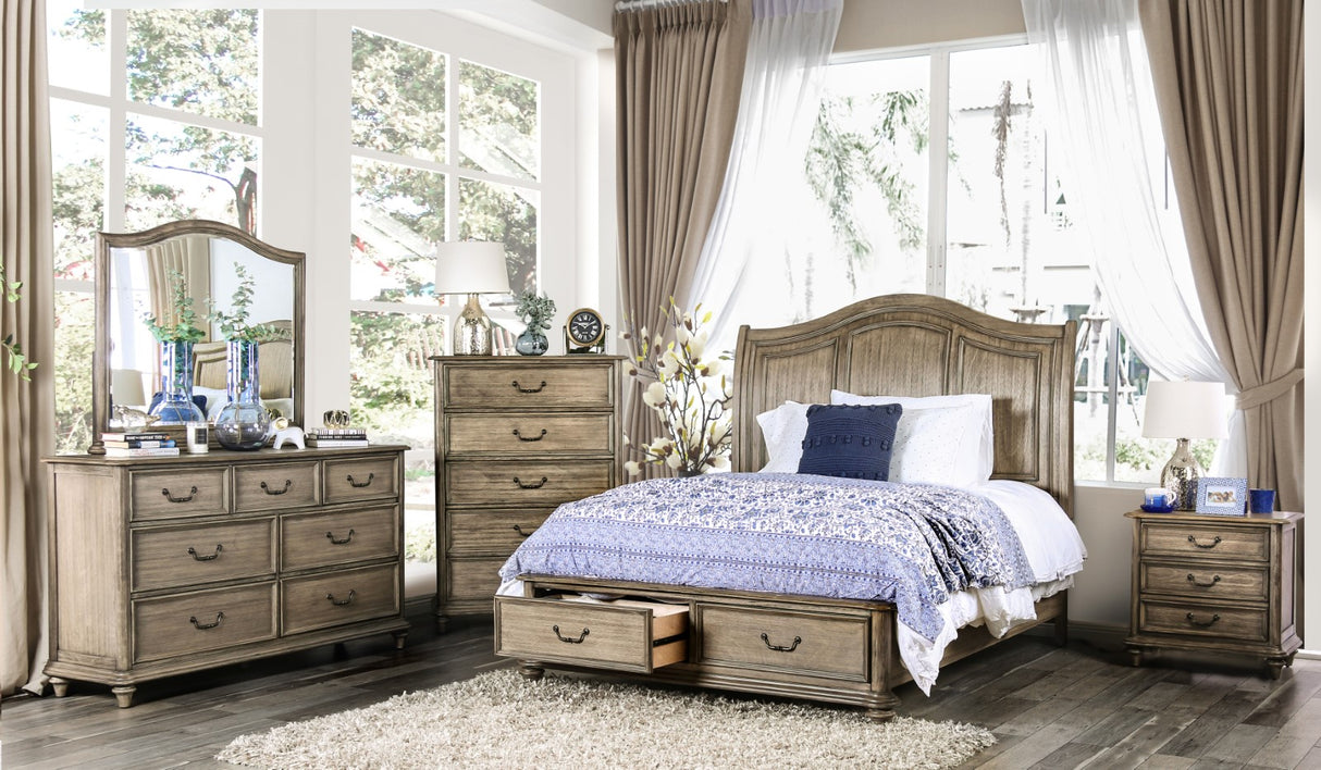 Belgrade Rustic Natural Tone King Storage Platform Bed from Furniture of America - Luna Furniture