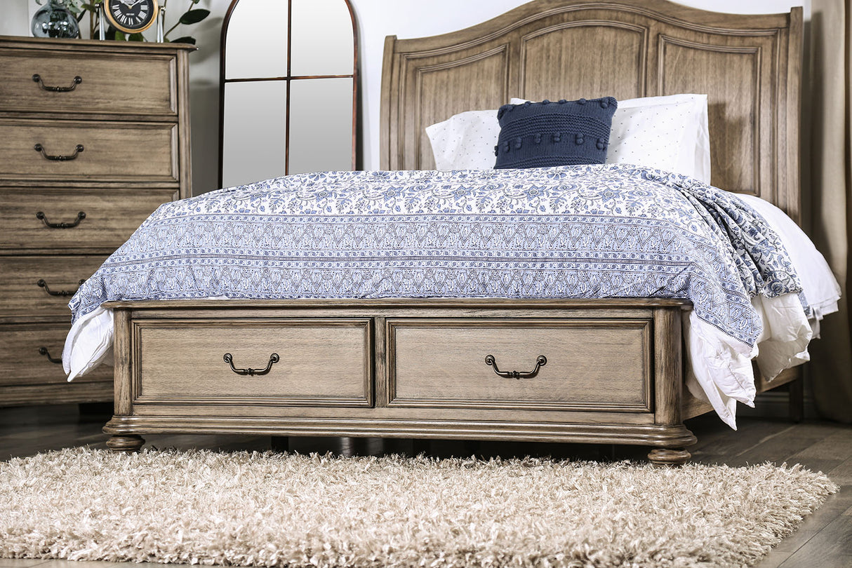 Belgrade Rustic Natural Tone King Storage Platform Bed from Furniture of America - Luna Furniture