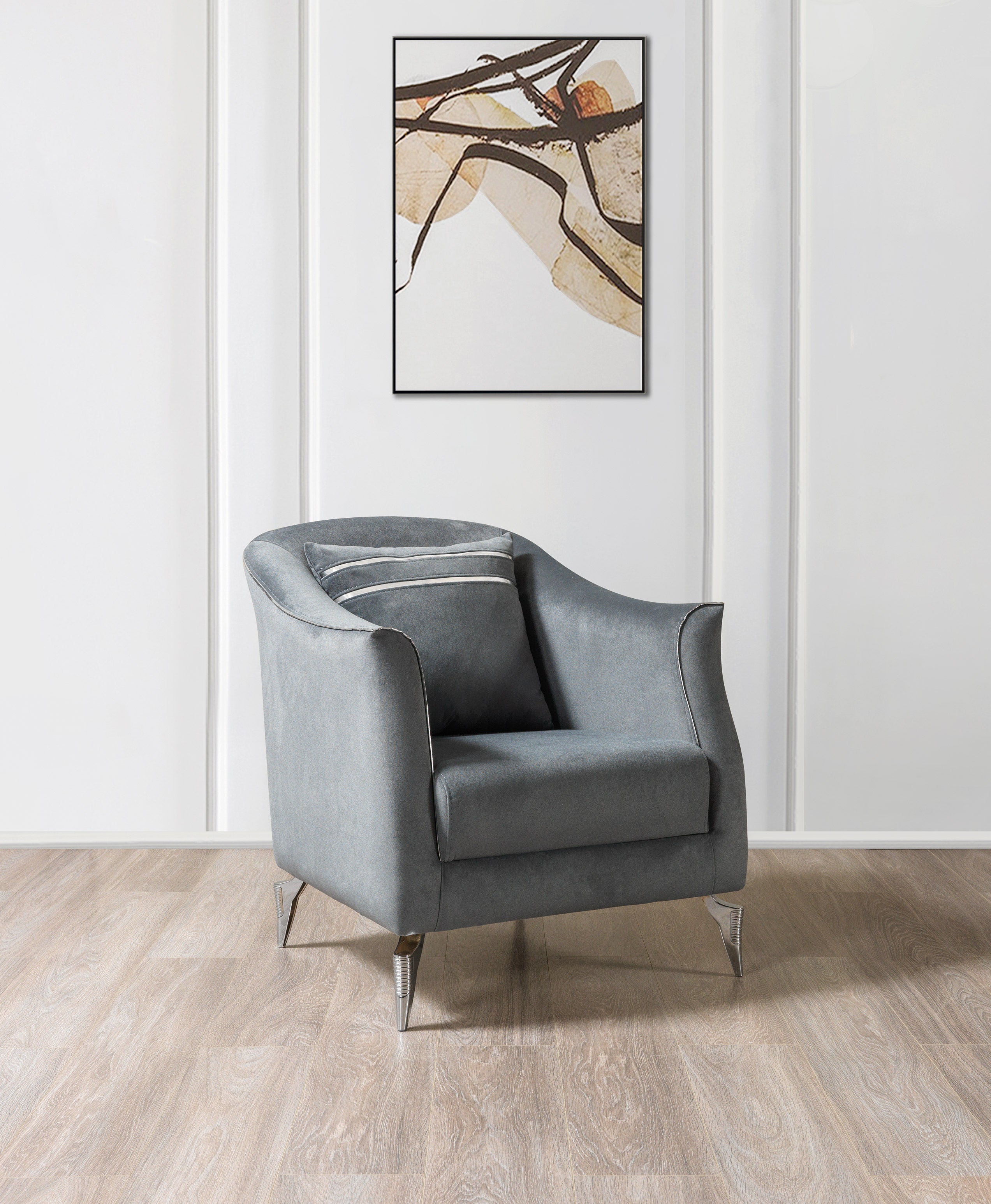 Belinda Gray Velvet Chair – Luna Furniture