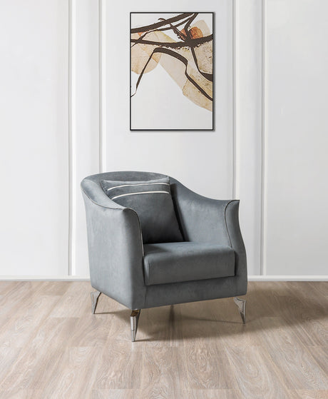 Belinda Gray Velvet Chair from Nova Furniture - Luna Furniture