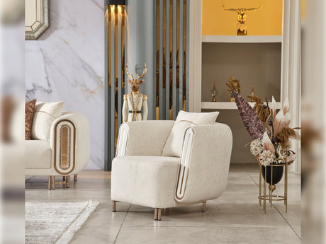 Bella 3-pieces (Sofa & Loveseat & Chair) Livingroom Set in Cream from Furnia - Luna Furniture