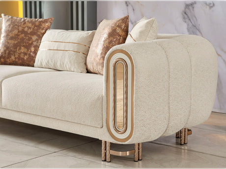 Bella Stationary Sofa in Cream from Furnia - Luna Furniture