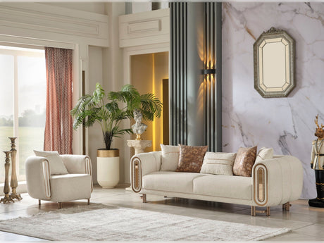 Bella 3-pieces (Sofa & Loveseat & Chair) Livingroom Set in Cream from Furnia - Luna Furniture