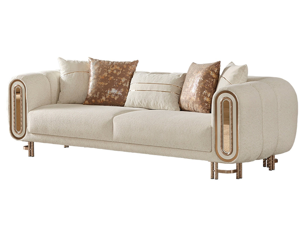 Bella 3-pieces (Sofa & Loveseat & Chair) Livingroom Set in Cream from Furnia - Luna Furniture