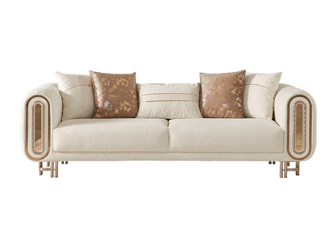 Bella Stationary Sofa in Cream from Furnia - Luna Furniture