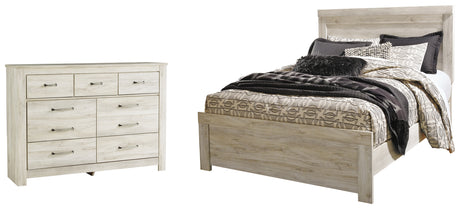 Bellaby Queen Crossbuck Panel Bed with Dresser in Whitewash from Ashley - Luna Furniture