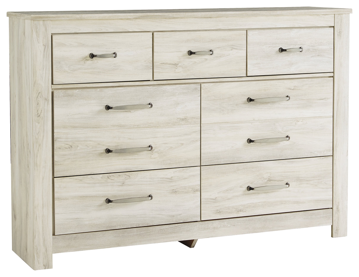 Bellaby Queen Crossbuck Panel Bed with Dresser in Whitewash from Ashley - Luna Furniture
