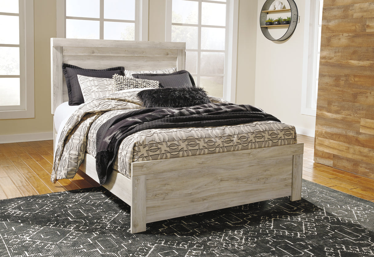 Bellaby Queen Panel Bed with 2 Nightstands in Whitewash from Ashley - Luna Furniture