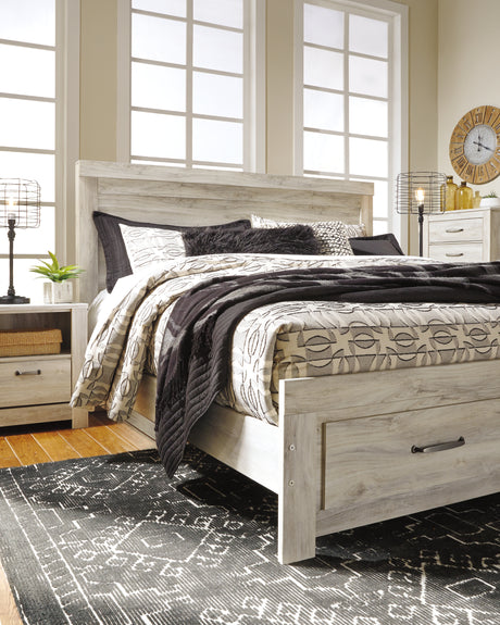 Bellaby Queen Panel Bed with 2 Nightstands in Whitewash from Ashley - Luna Furniture