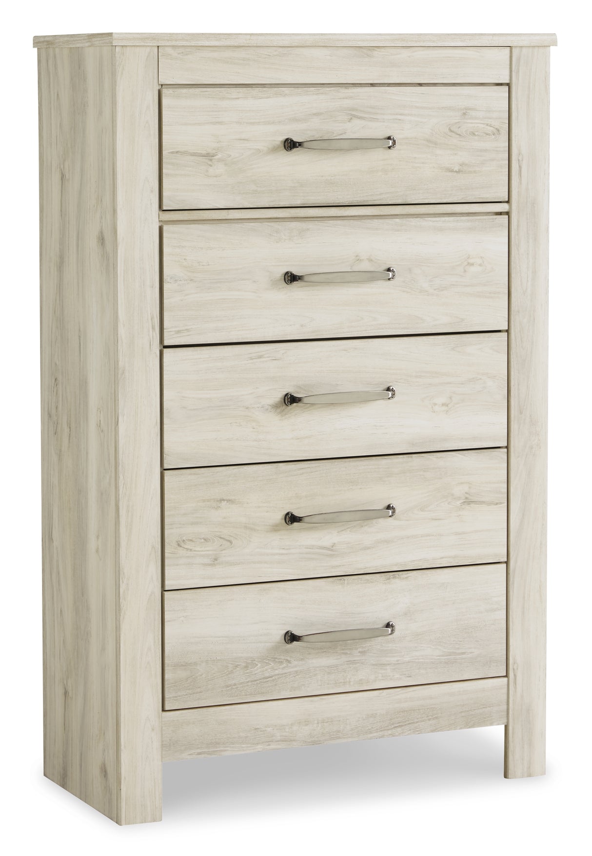 Bellaby Queen Platform Bed with 2 Storage Drawers with Mirrored Dresser, Chest and 2 Nightstands in Whitewash from Ashley Furniture - Luna Furniture