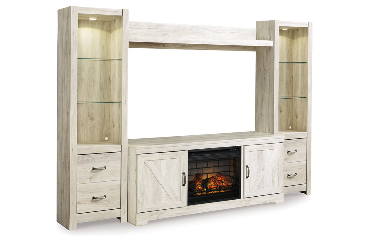 Bellaby Whitewash 4-Piece Entertainment Center with Electric Fireplace from Ashley - Luna Furniture