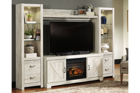 Bellaby Whitewash 4-Piece Entertainment Center with Electric Fireplace from Ashley - Luna Furniture