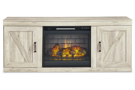 Bellaby Whitewash 4-Piece Entertainment Center with Electric Fireplace from Ashley - Luna Furniture
