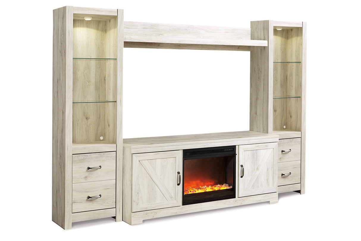 Bellaby Whitewash 4-Piece Entertainment Center with Fireplace from Ashley - Luna Furniture