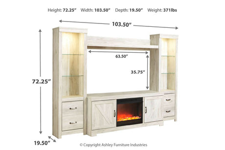 Bellaby Whitewash 4-Piece Entertainment Center with Fireplace from Ashley - Luna Furniture