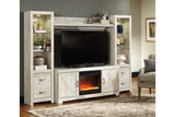 Bellaby Whitewash 4-Piece Entertainment Center with Fireplace from Ashley - Luna Furniture