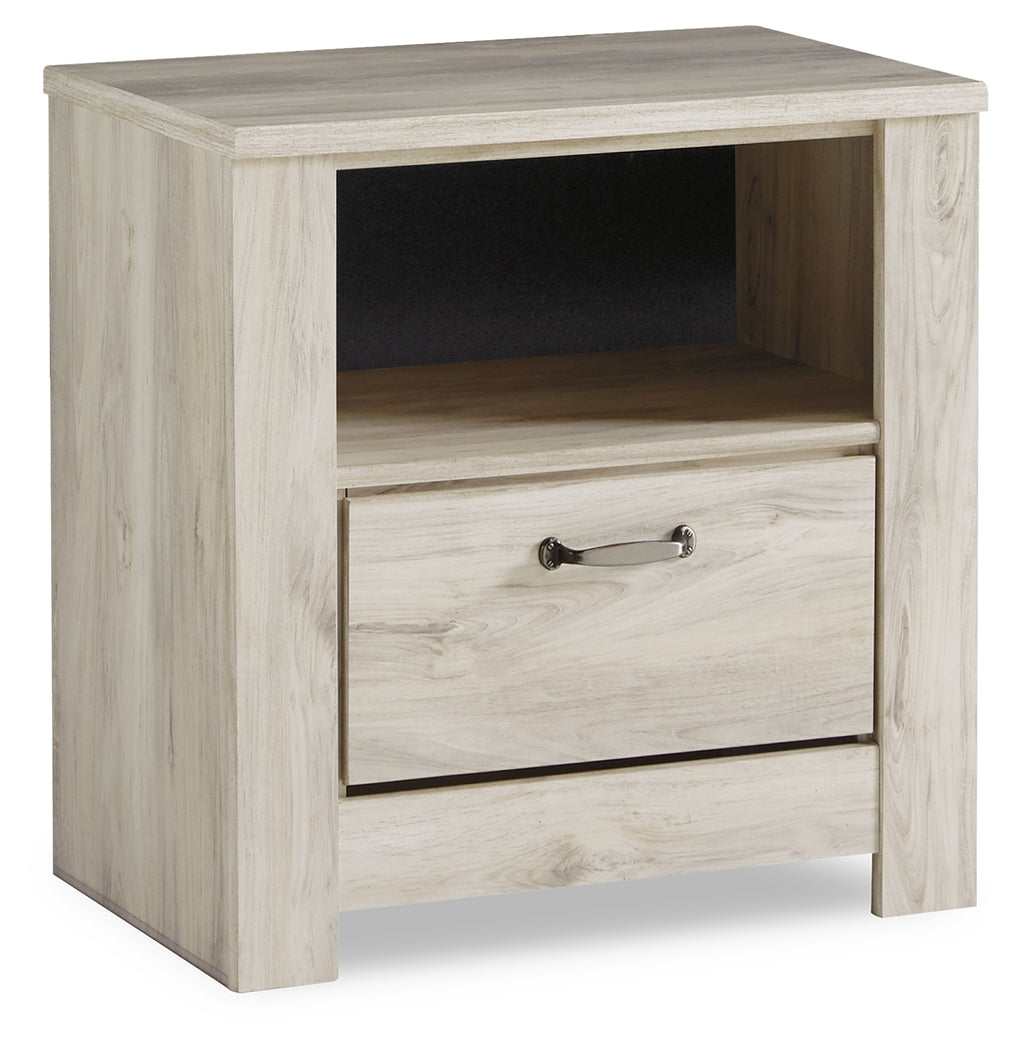 Bellaby Whitewash King Panel Storage Bed, Dresser, Mirror and 2 Nightstands from Ashley Furniture - Luna Furniture